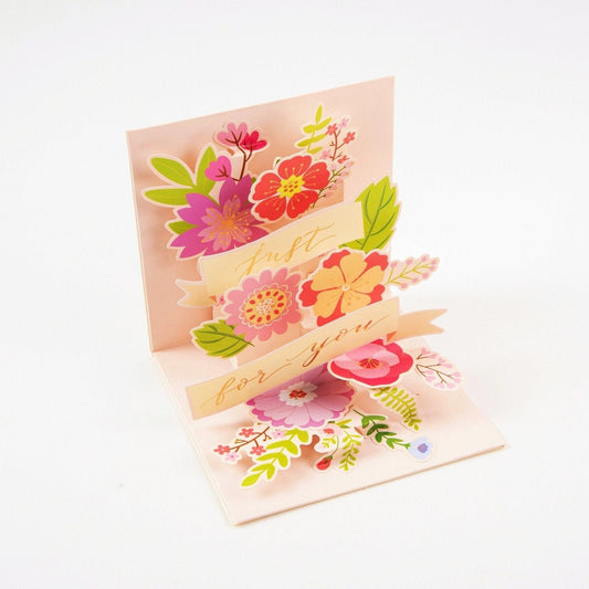 Floral Elegance For You - Pop Up Flower Greeting Card with Envelope - Unique 3D Floral Greeting Card