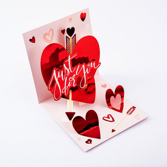 Arrow of Love - Pop Up Greeting Card with Envelope - Unique 3D Valentine's Day Card