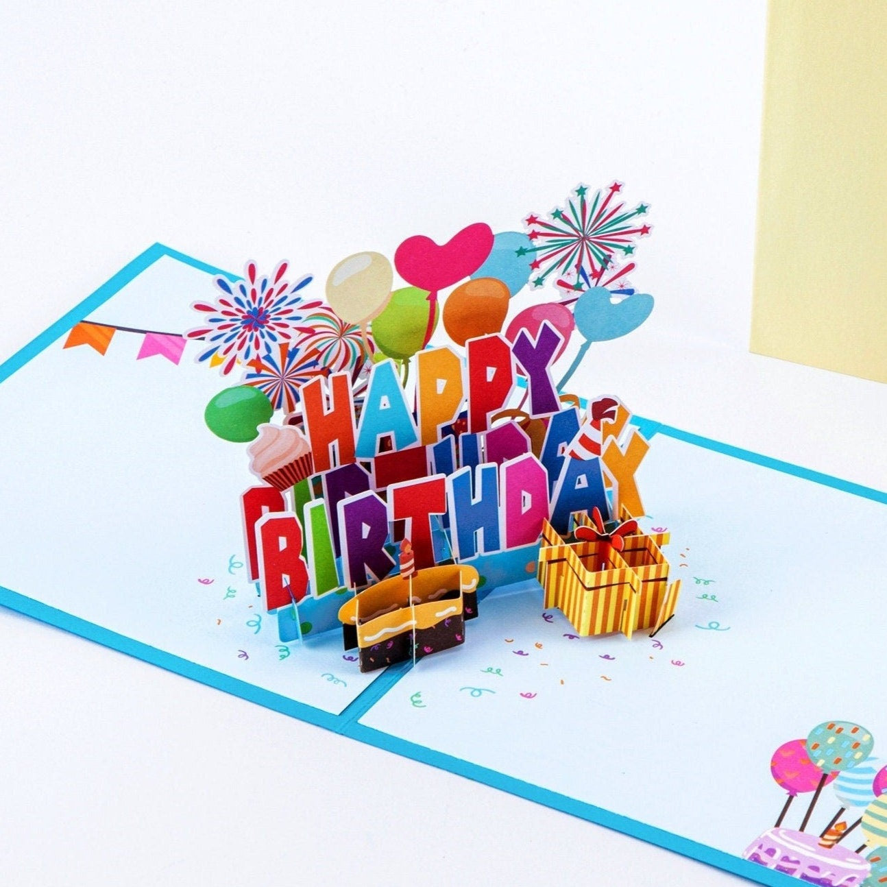 Bold Happy Birthday - Pop Up Birthday Card with Envelope - Unique 3D Birthday Greeting Card