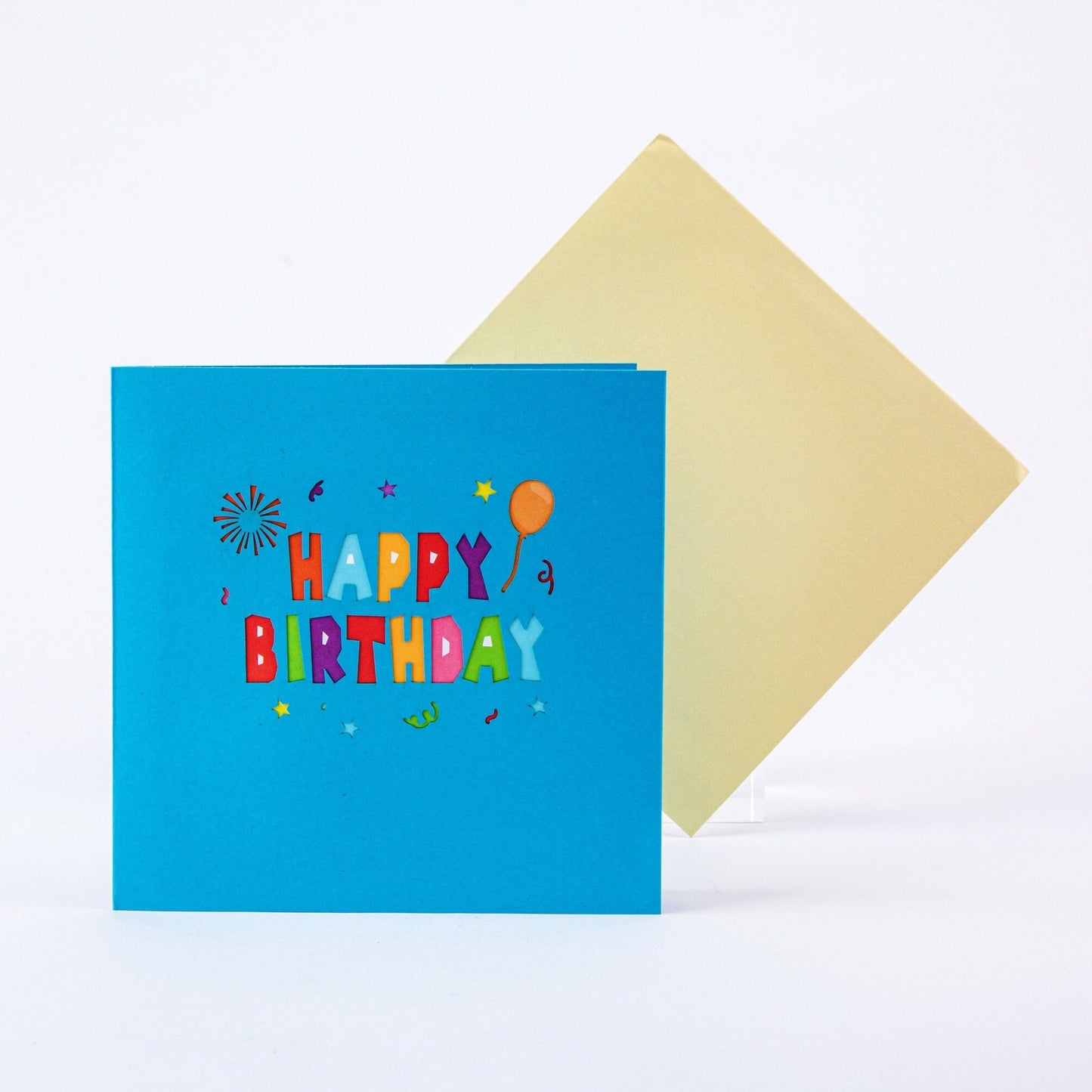 Bold Happy Birthday - Pop Up Birthday Card with Envelope - Unique 3D Birthday Greeting Card