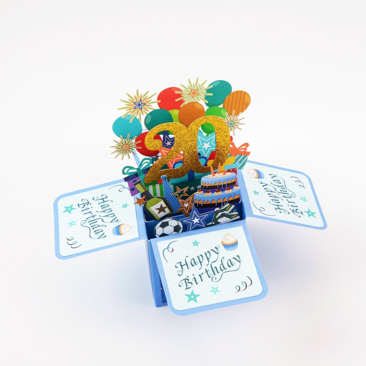 Happy 20th Birthday Surprise Box - Pop Up Birthday Card with Envelope - Unique 3D Birthday Greeting Card