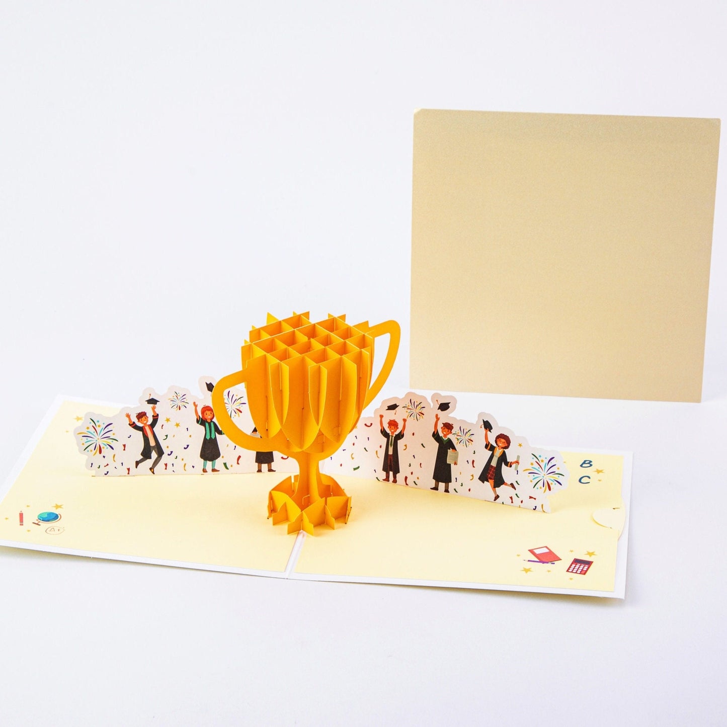 Graduation Trophy - Graduation Pop Up Greeting Card with Envelope - Unique 3D Graduation Greeting Card