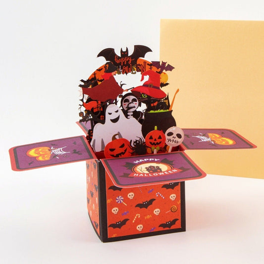 Halloween Pumpkin Party - Pop Up Greeting Card with Envelope - Unique 3D Greeting Card