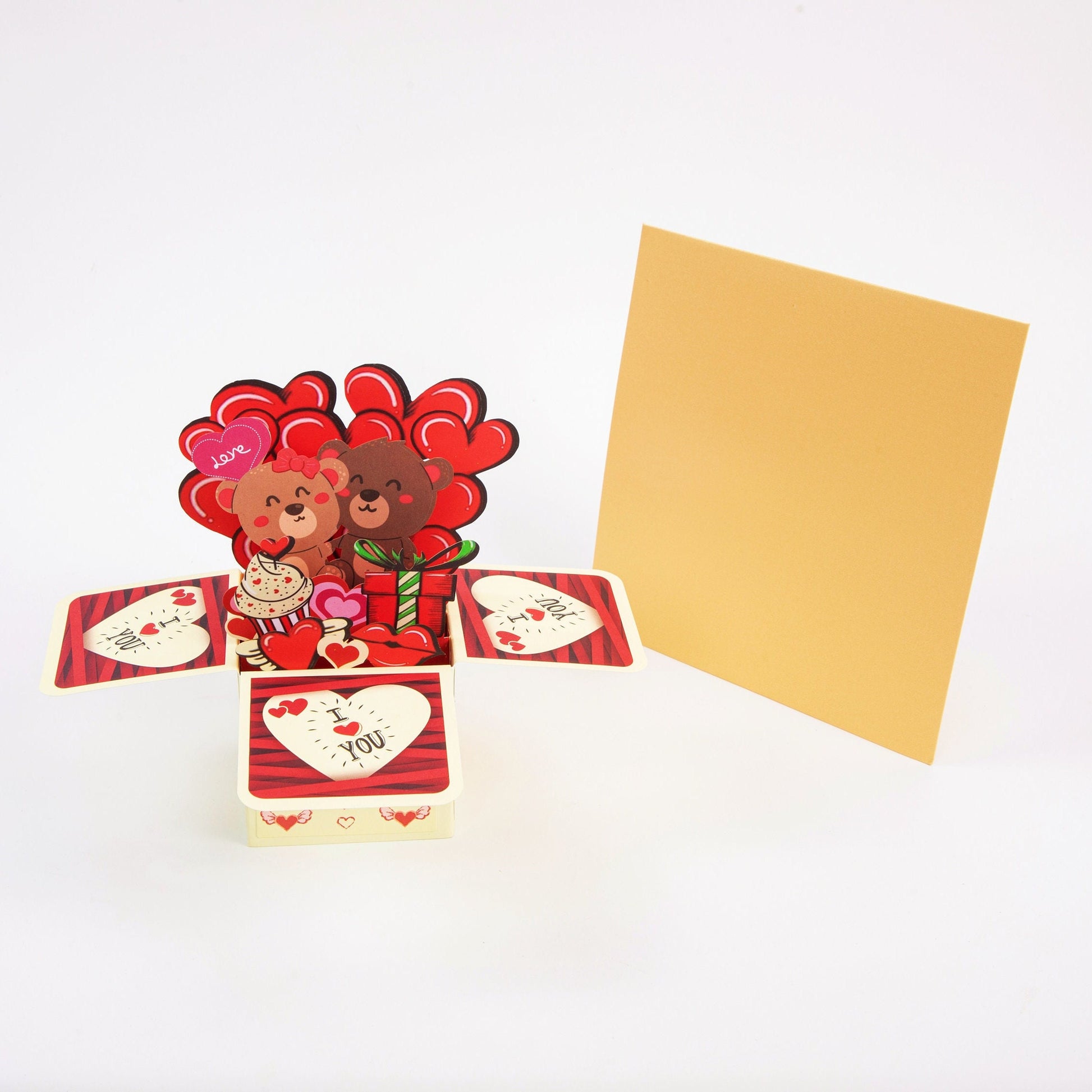 I Love You Beary Much - Love Bear Couple Valentine's Pop Up Card with Envelope - 3D Creative I Love You Card