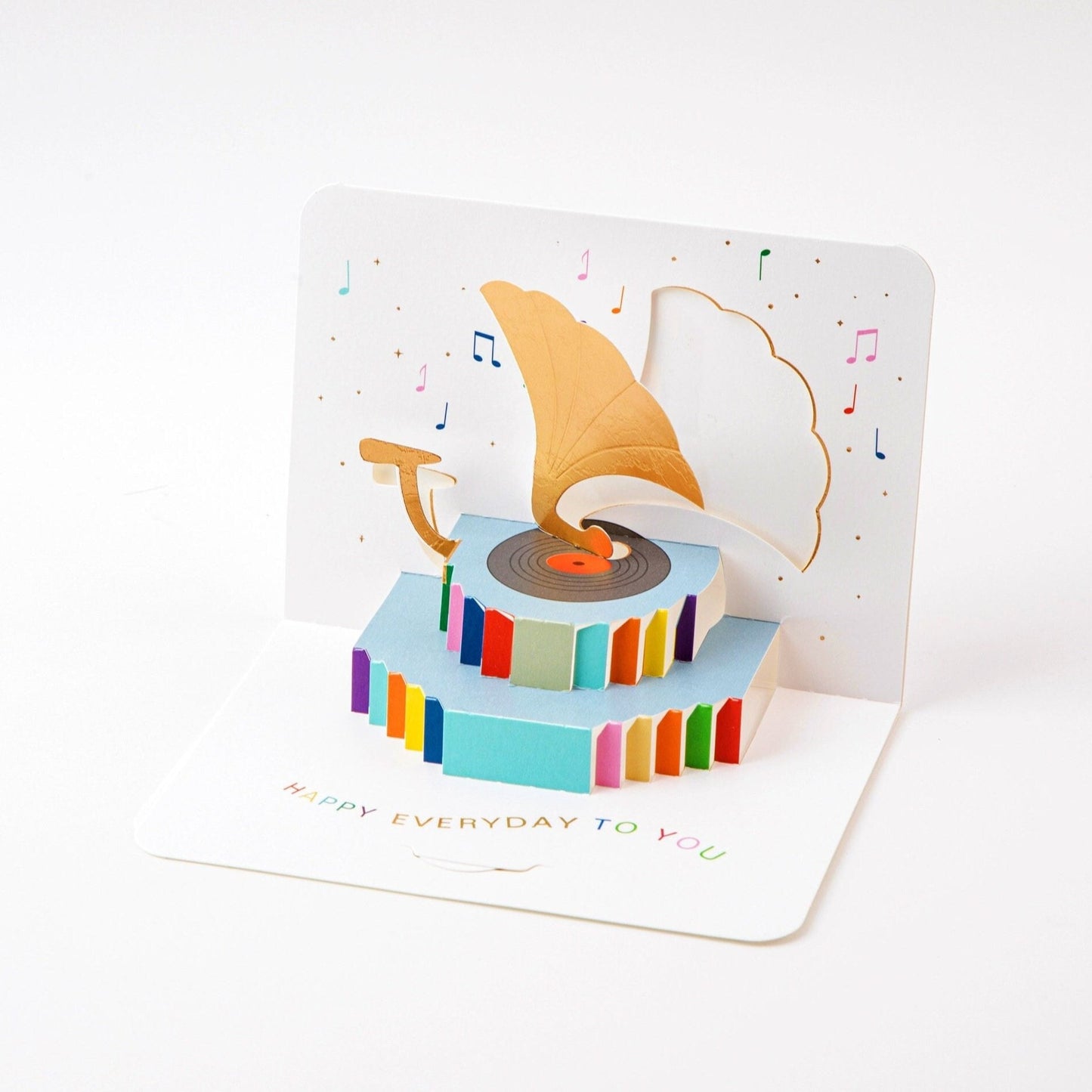 Melody From Phonograph - Pop Up Greeting Card with Envelope - Cute 3D Greeting Card