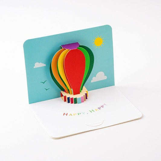 Flying Hot Air Balloon - Pop Up Birthday Card with Envelope - Cute 3D Birthday Card