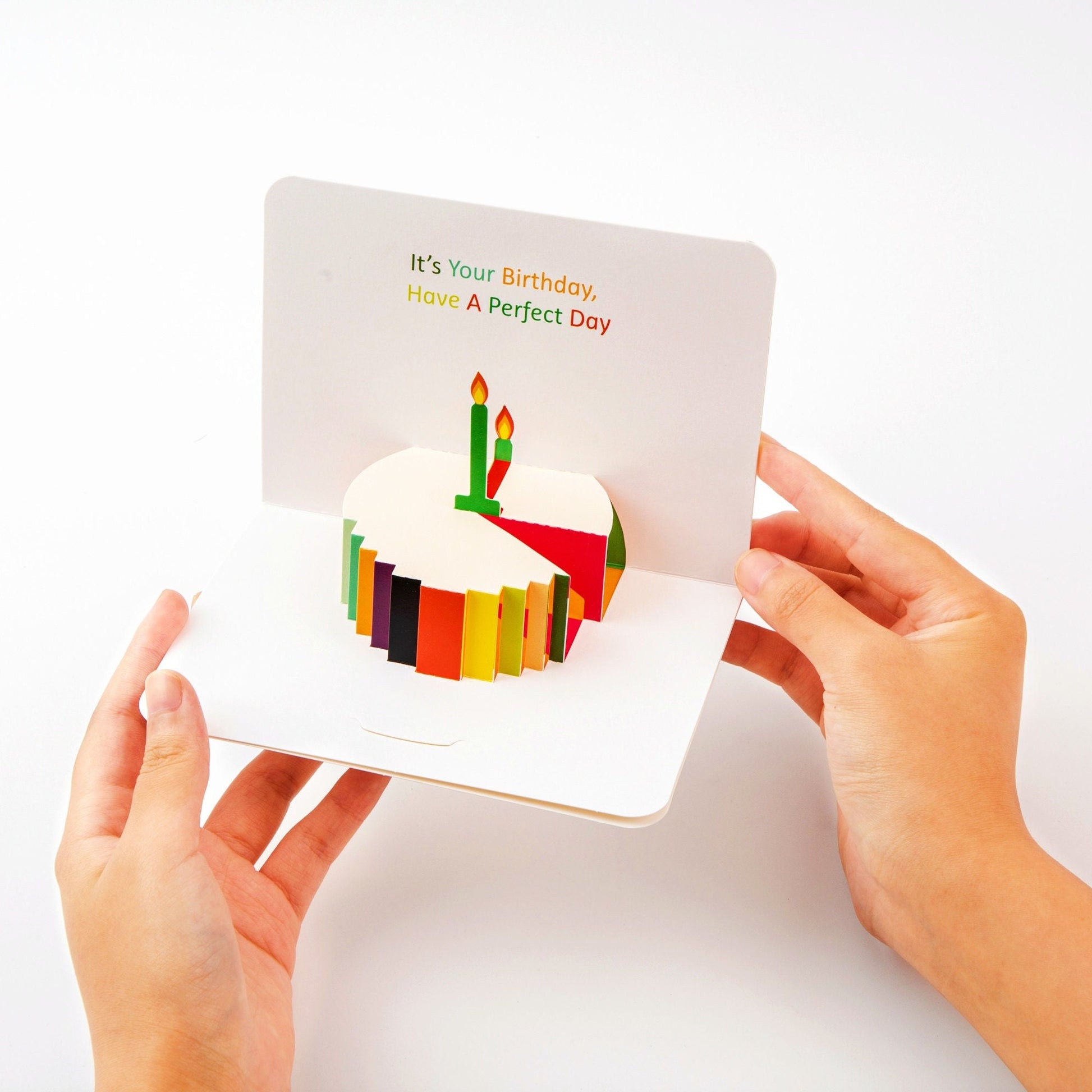 Birthday Cake with Candle - Pop Up Birthday Card with Envelope - Cute 3D Birthday Card