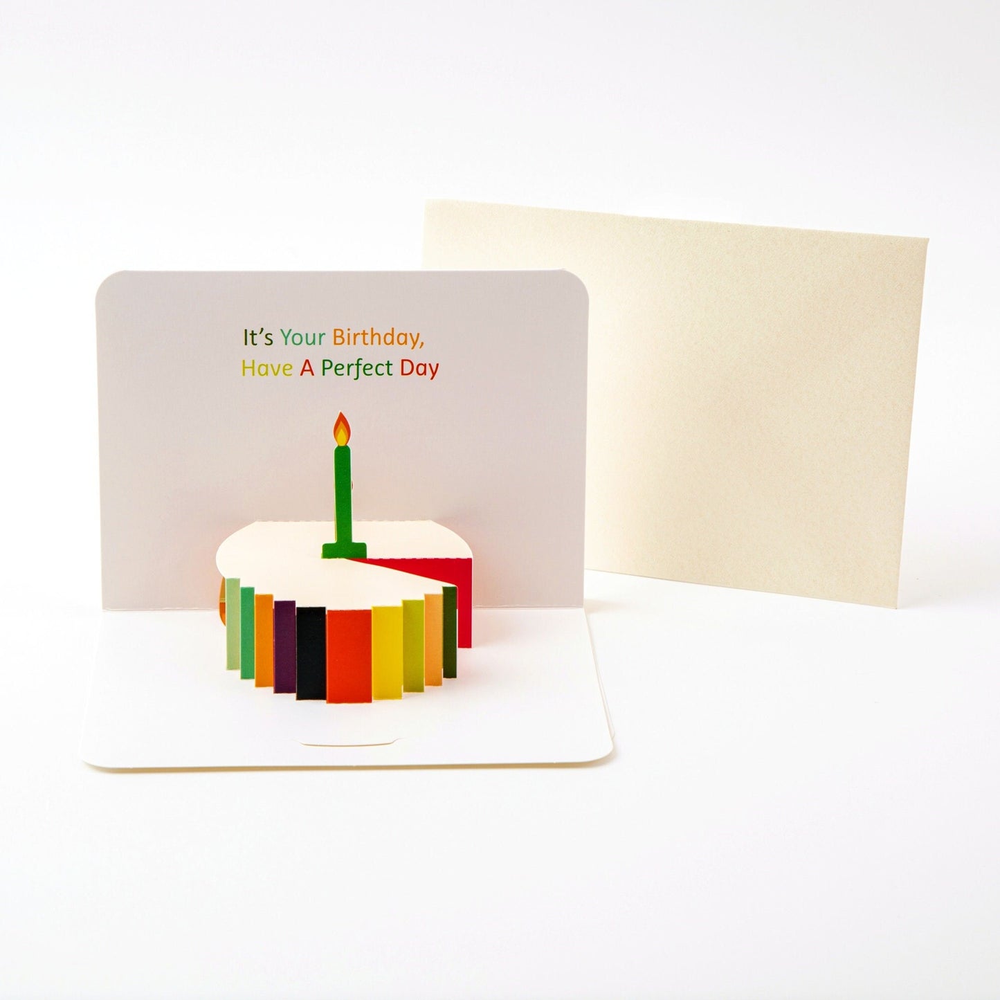 Birthday Cake with Candle - Pop Up Birthday Card with Envelope - Cute 3D Birthday Card