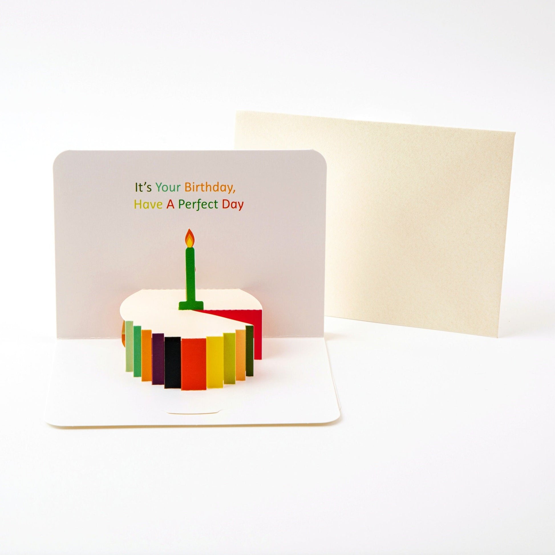 Birthday Cake with Candle - Pop Up Birthday Card with Envelope - Cute 3D Birthday Card