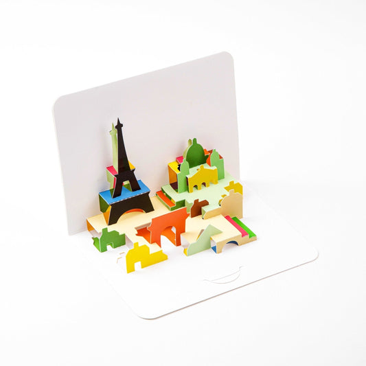 Paris Skyline - Pop Up Greeting Card with Envelope - Cute 3D Greeting Card