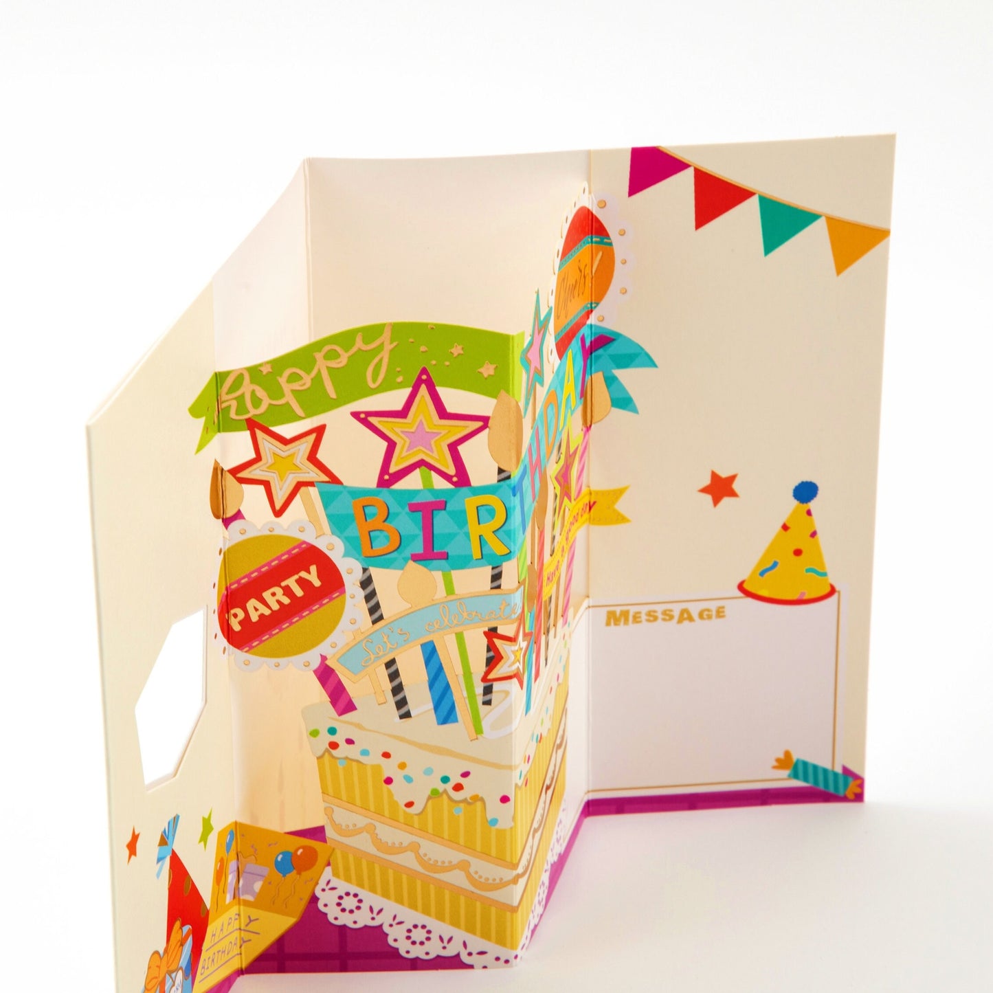 Cute Happy Birthday Cake Card - Pop Up Birthday Card with Envelope - Unique Greeting Card