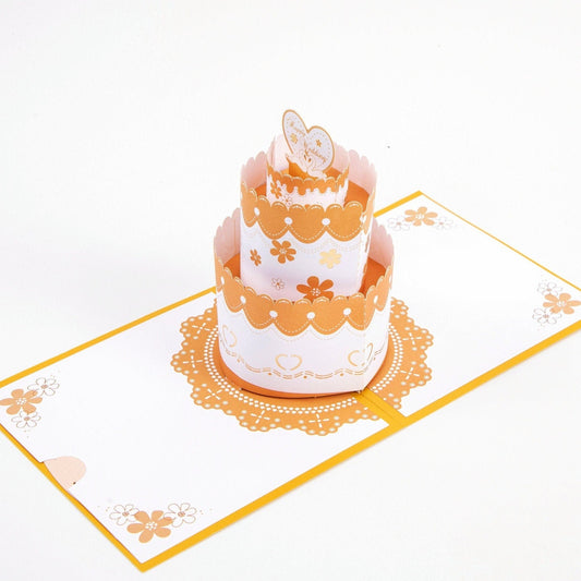 Elegant Wedding Cake - Pop Up Wedding Card with Envelope - Unique 3D Greeting Card