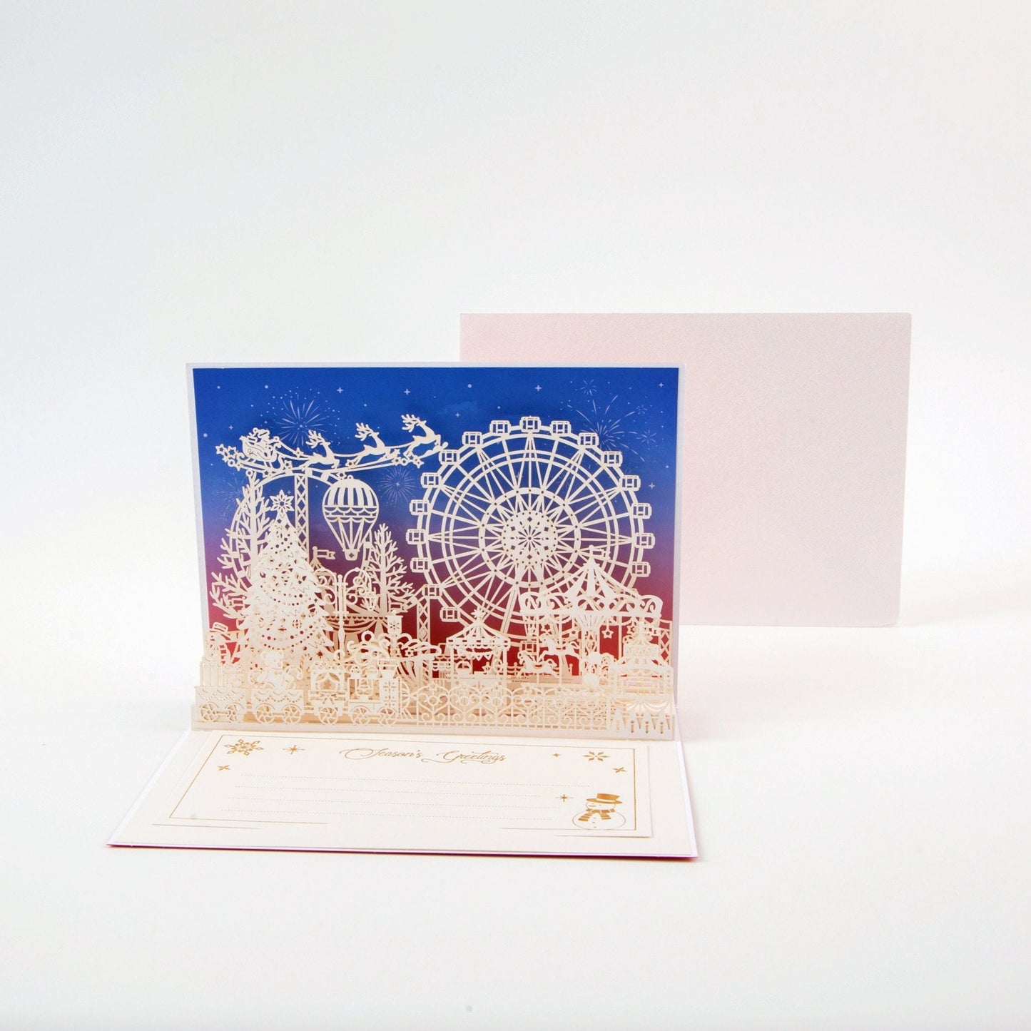 Ferris Wheel Festivity - Merry Christmas Pop Up Greeting Card with Envelope - Unique 3D Holiday Greeting Card