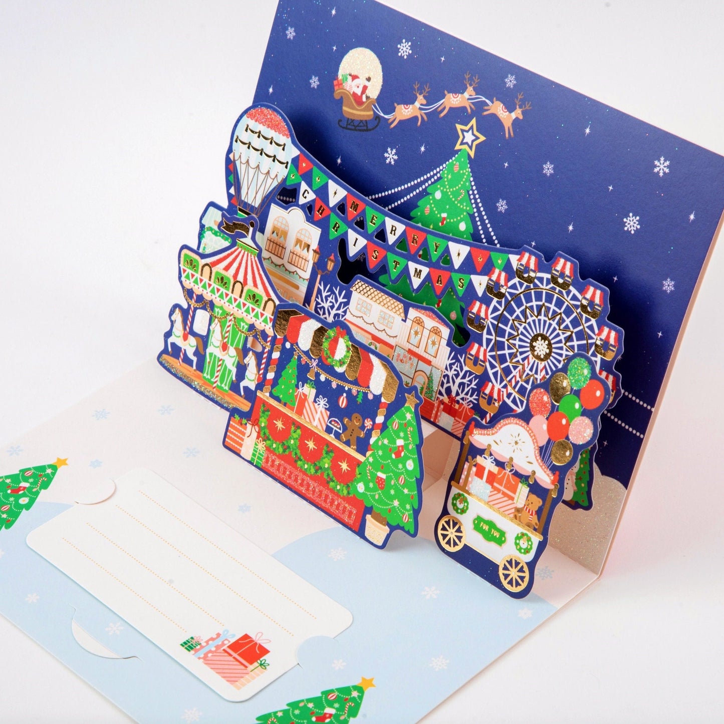 Winter Wonderland - Merry Christmas Pop Up Greeting Card with Envelope - Unique 3D Holiday Greeting Card