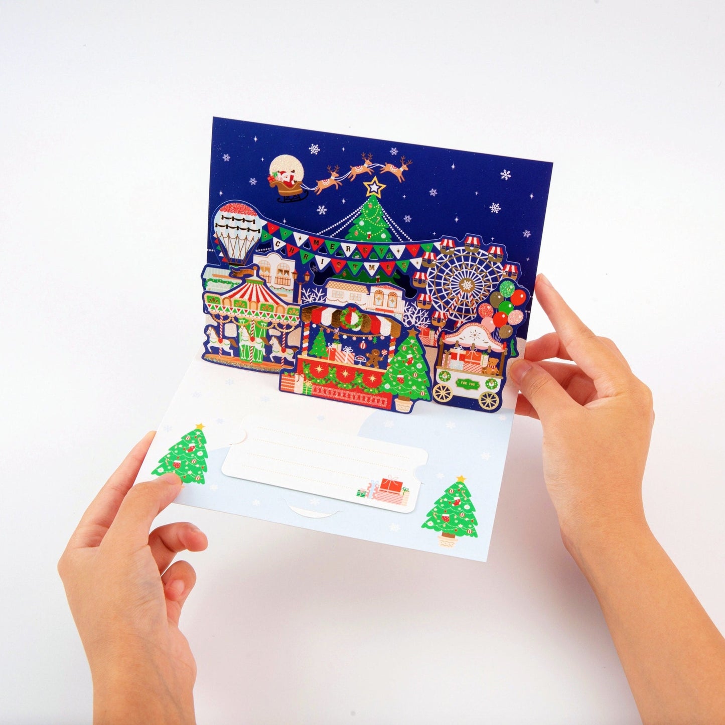 Winter Wonderland - Merry Christmas Pop Up Greeting Card with Envelope - Unique 3D Holiday Greeting Card