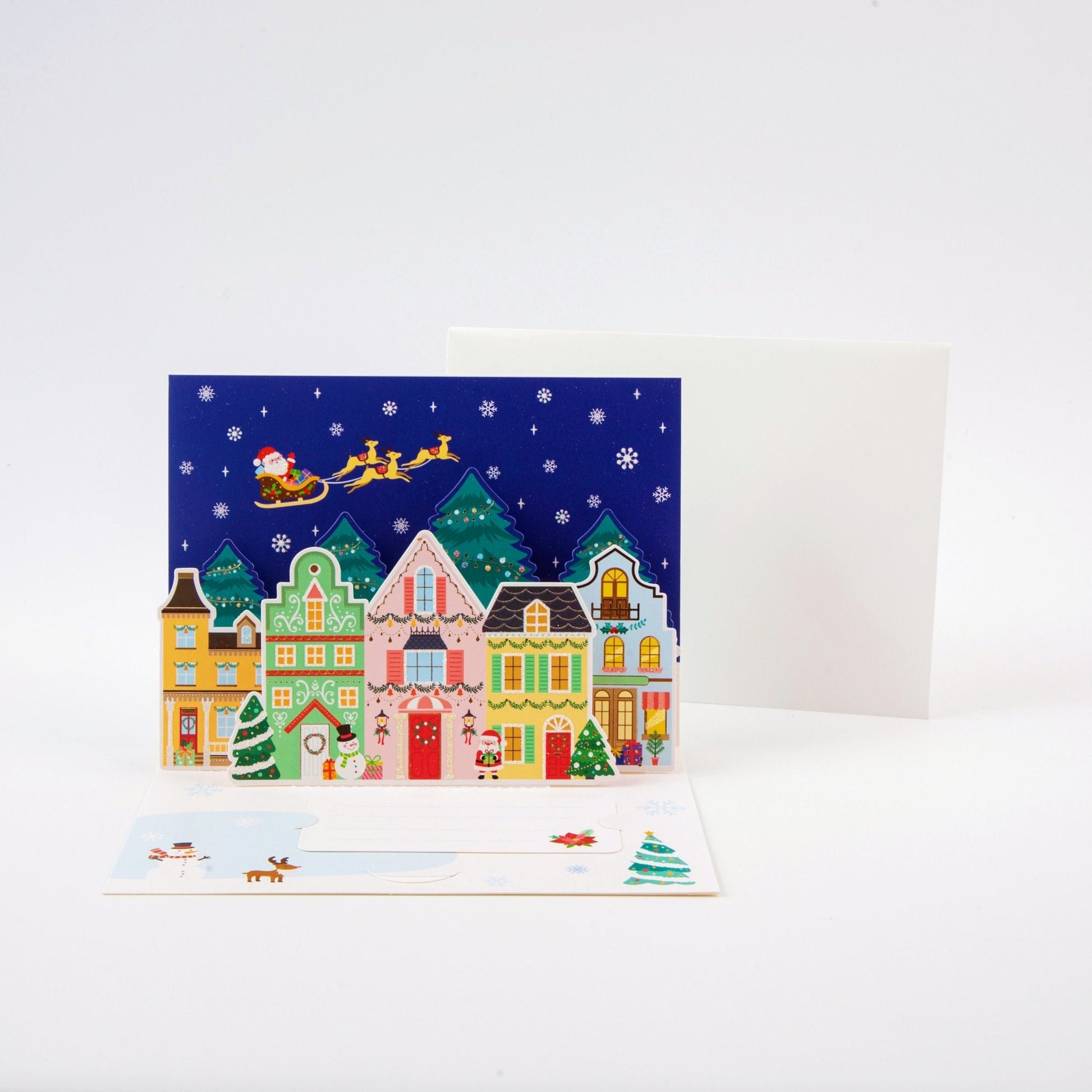 Santa's Arrival - Merry Christmas Pop Up Greeting Card with Envelope - Unique 3D New Year Greeting Card