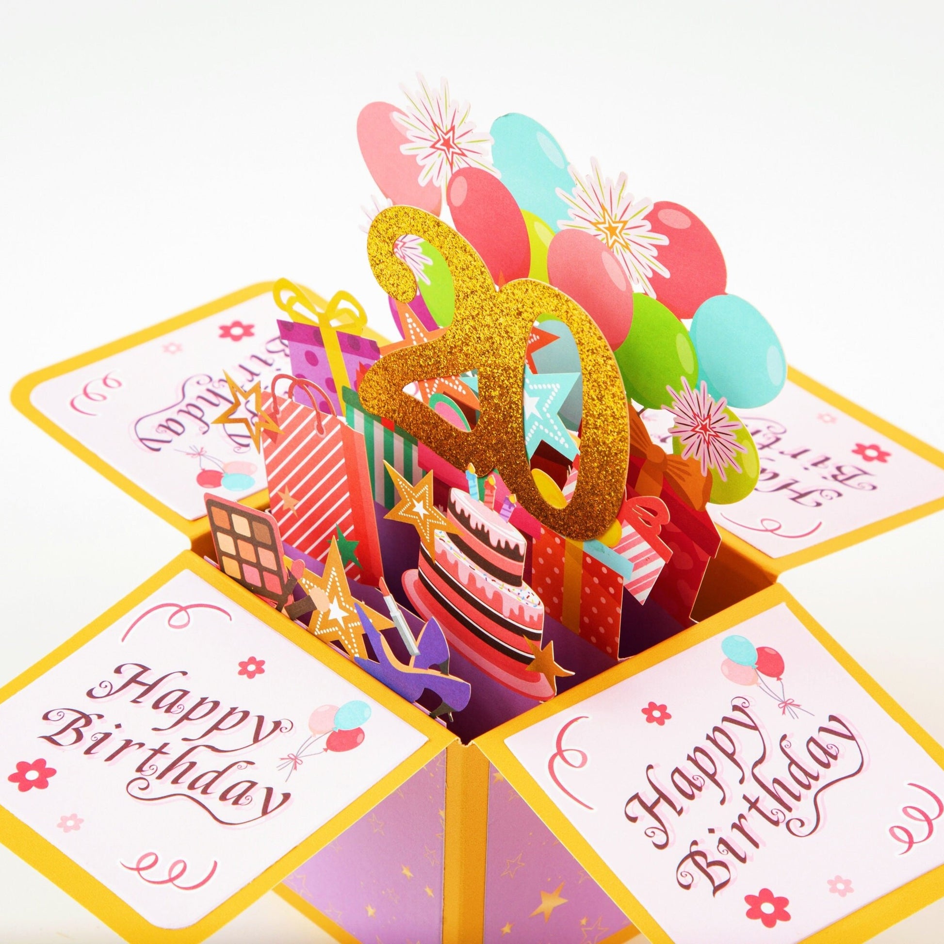 Happy 20th Birthday Surprise Box - Pop Up Birthday Card with Envelope - Unique 3D Birthday Greeting Card