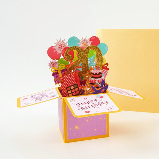 Happy 20th Birthday Surprise Box - Pop Up Birthday Card with Envelope - Unique 3D Birthday Greeting Card