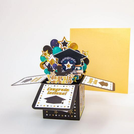 Congrats to the New Grads - Pop Up Graduation Card with Envelope - Unique 3D Congrats Card