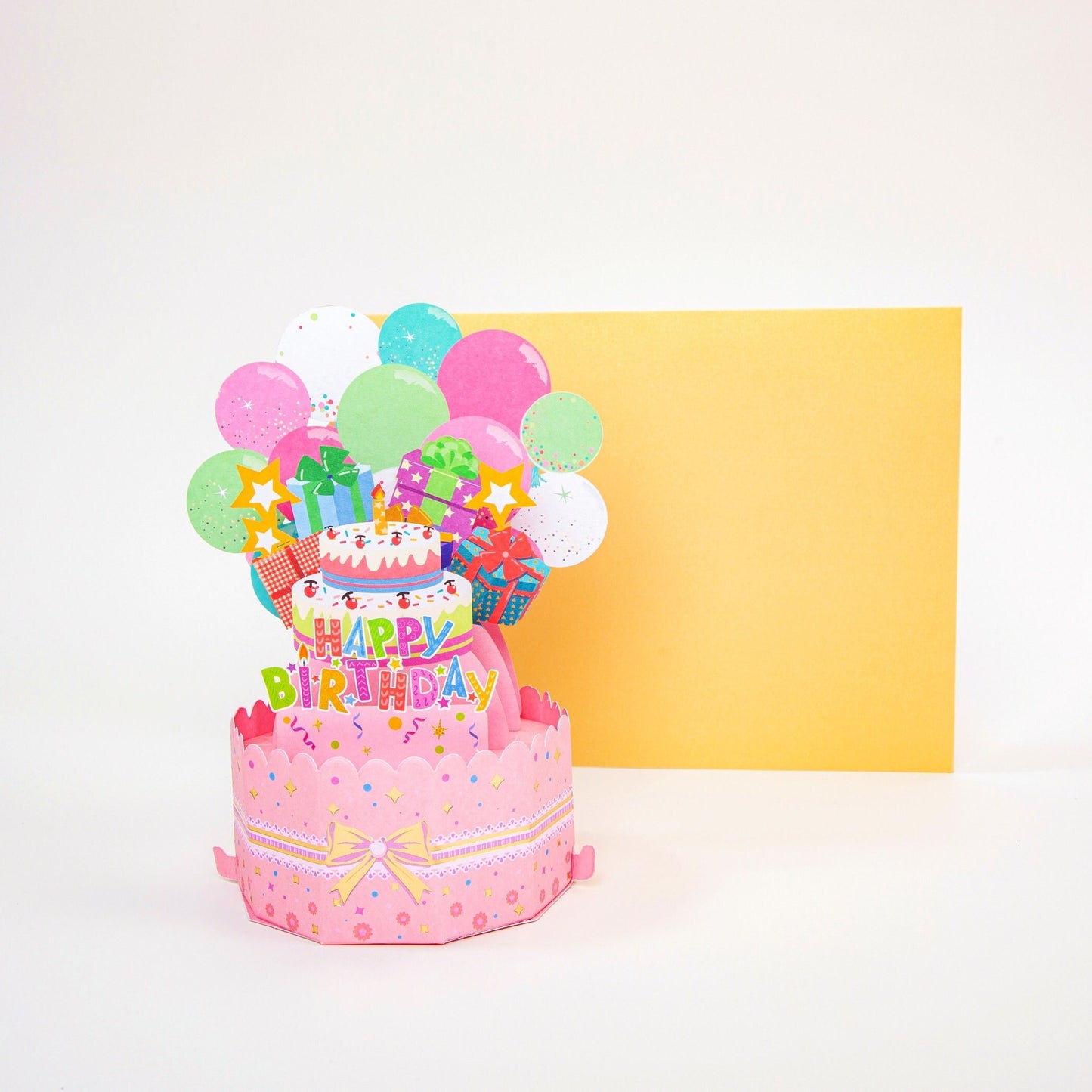 Pink Balloon Surprise - Pop Up Birthday Card with Envelope - Unique 3D Birthday Greeting Card