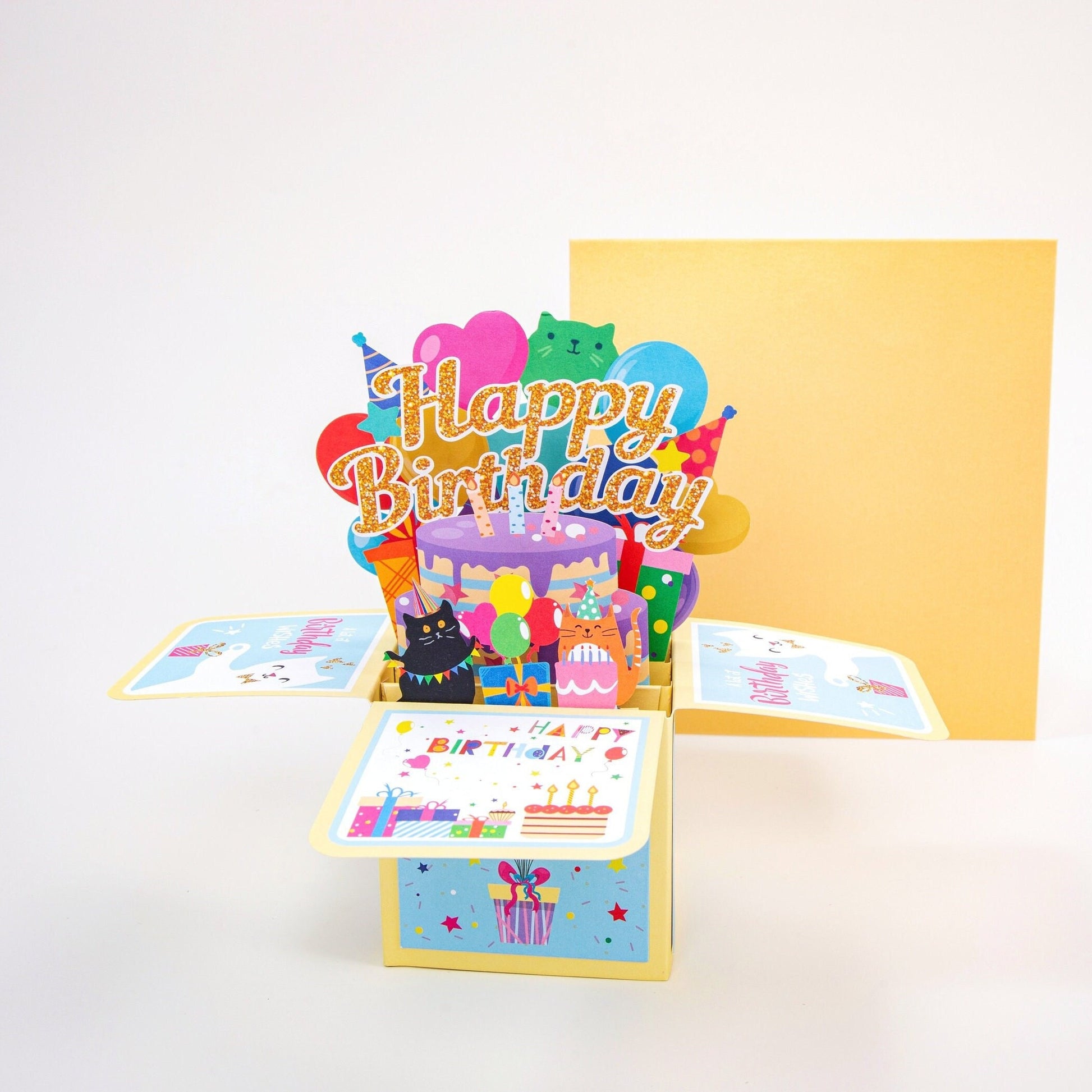 Cute Cats Birthday Surprise Box - Pop Up Birthday Card with Envelope - Unique 3D Birthday Greeting Card