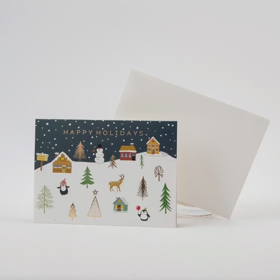 Serene Arctic House - Merry Christmas Pop Up Greeting Card with Envelope - Unique 3D Holiday Greeting Card