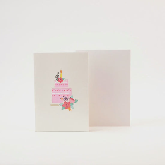 Blossom Bash Birthday Cake - Pop Up Birthday Card with Envelope - Unique 3D Birthday Greeting Card