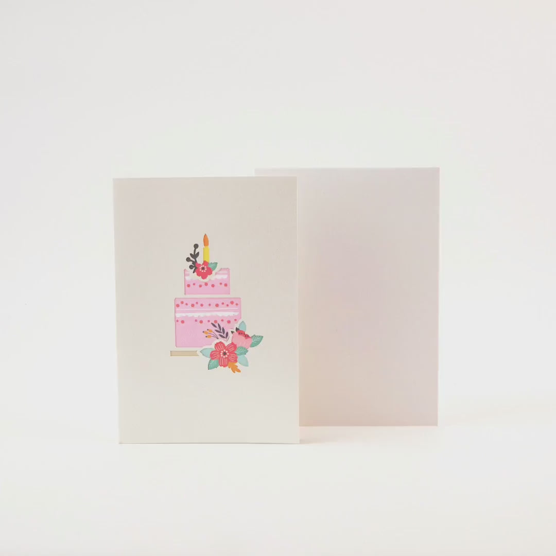 Blossom Bash Birthday Cake - Pop Up Birthday Card with Envelope - Unique 3D Birthday Greeting Card