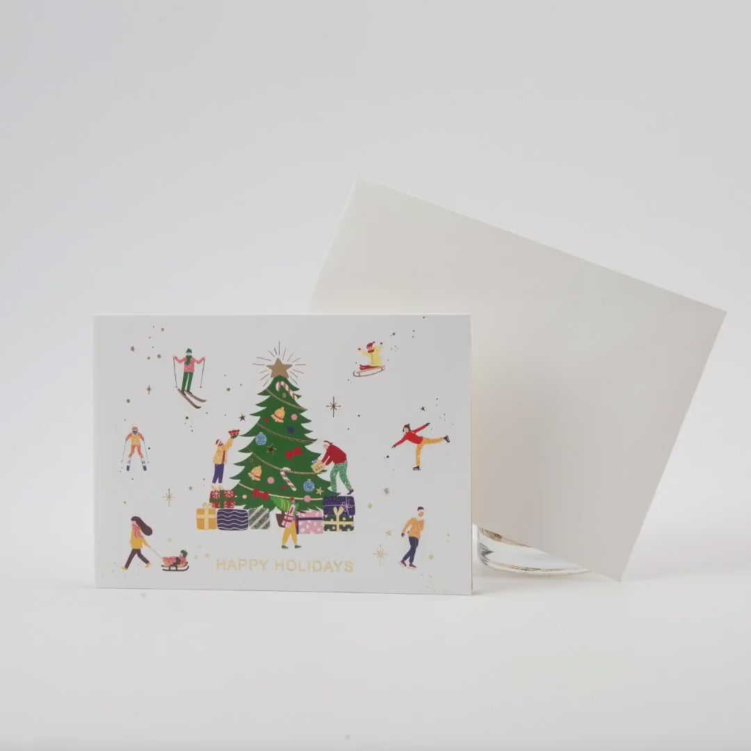 Joy on Ice - Merry Christmas Pop Up Greeting Card with Envelope - Unique 3D New Year Greeting Card