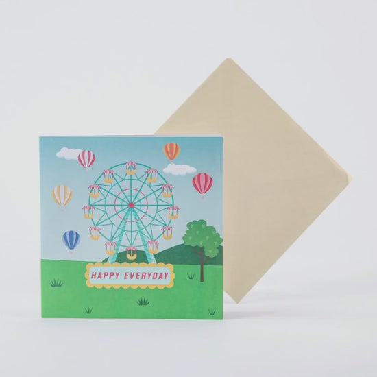 Ferris Wheel - Happy Everyday All Occasion Popup Card with Envelope - 3D Creative Unique Greeting Card