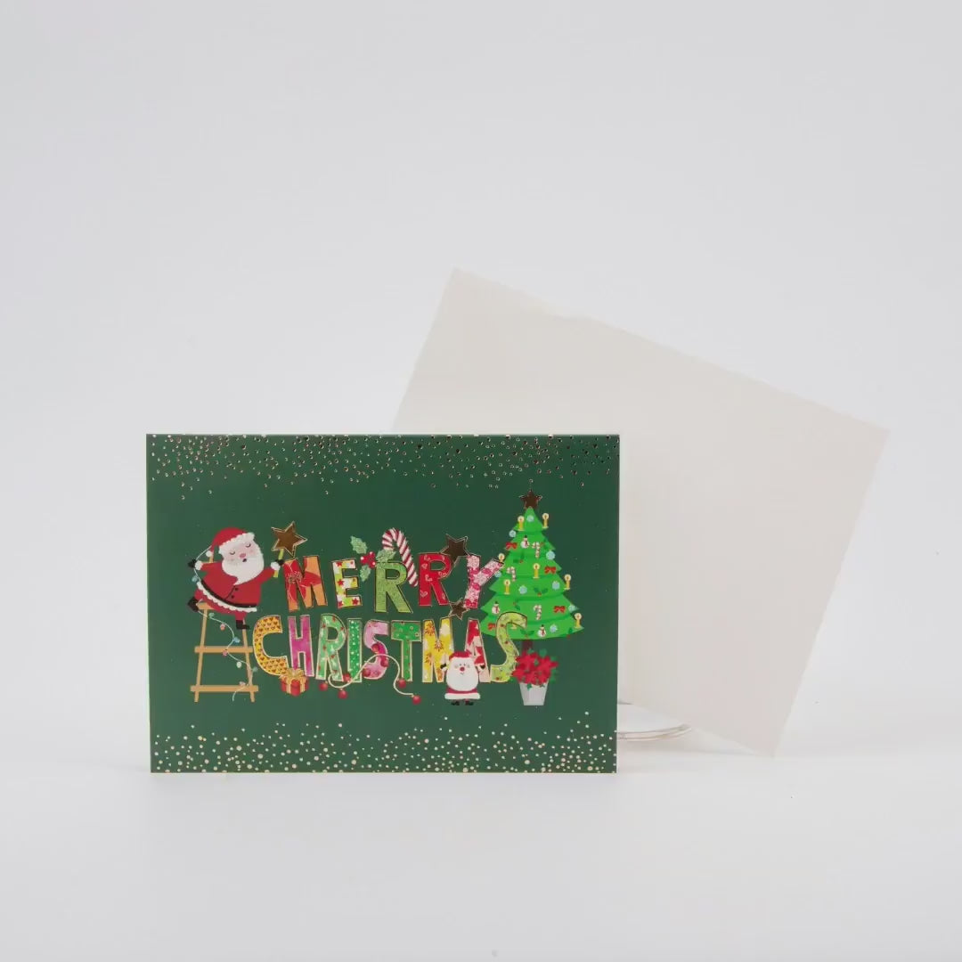 Santa Just Dropped Off Some Goodies - Merry Christmas Pop Up Greeting Card with Envelope - Unique 3D Holiday Greeting Card