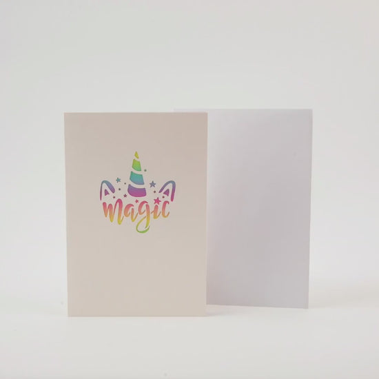 Magic Unicorn's Rainbow Bridge - Pop Up Greeting Card with Envelope - Unique 3D Birthday Card