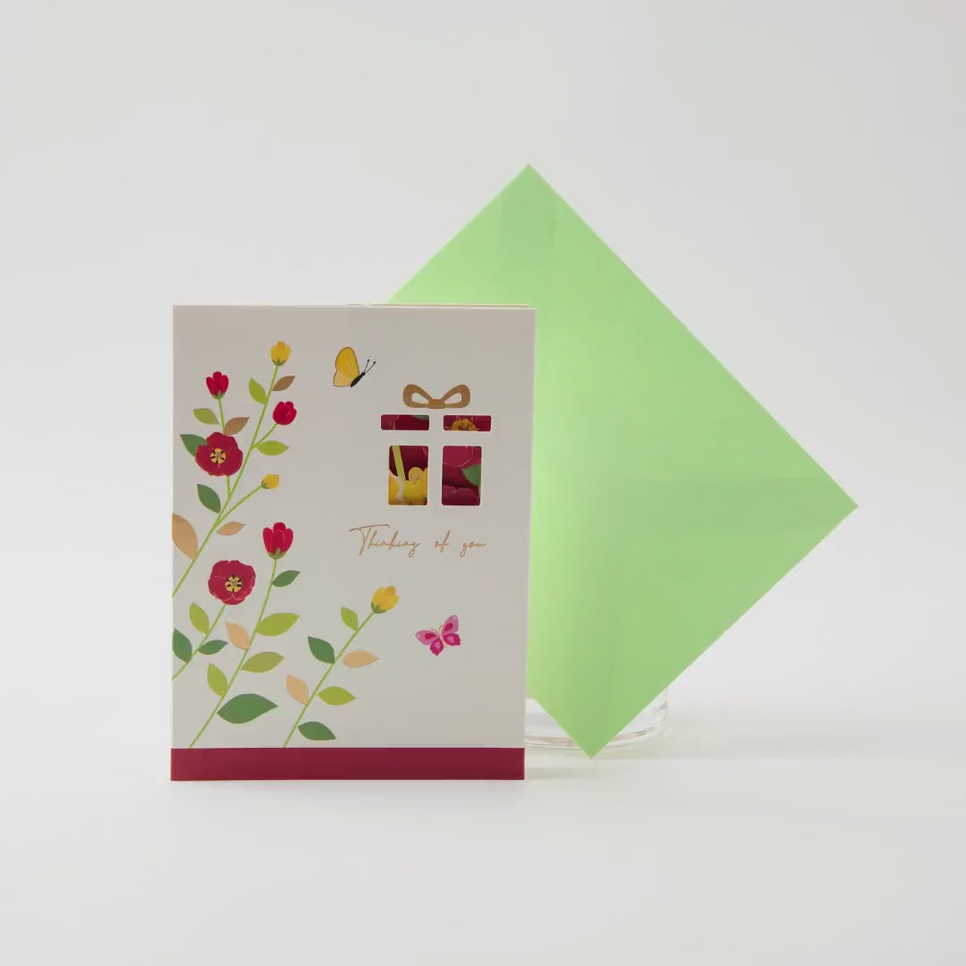 Garden Nook - Pop Up Flower Greeting Card with Envelope - Cute Floral Greeting Card