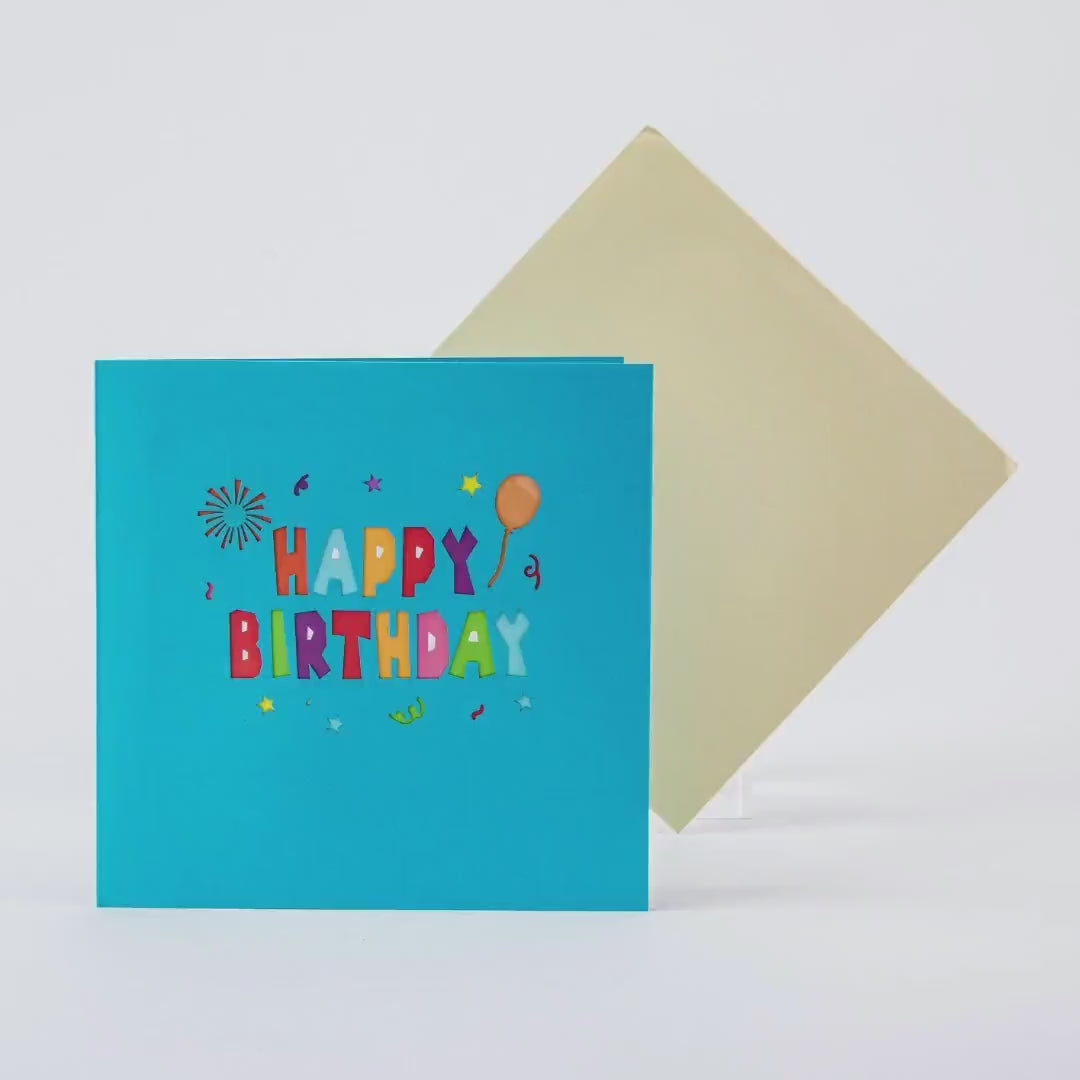 Bold Happy Birthday - Pop Up Birthday Card with Envelope - Unique 3D Birthday Greeting Card