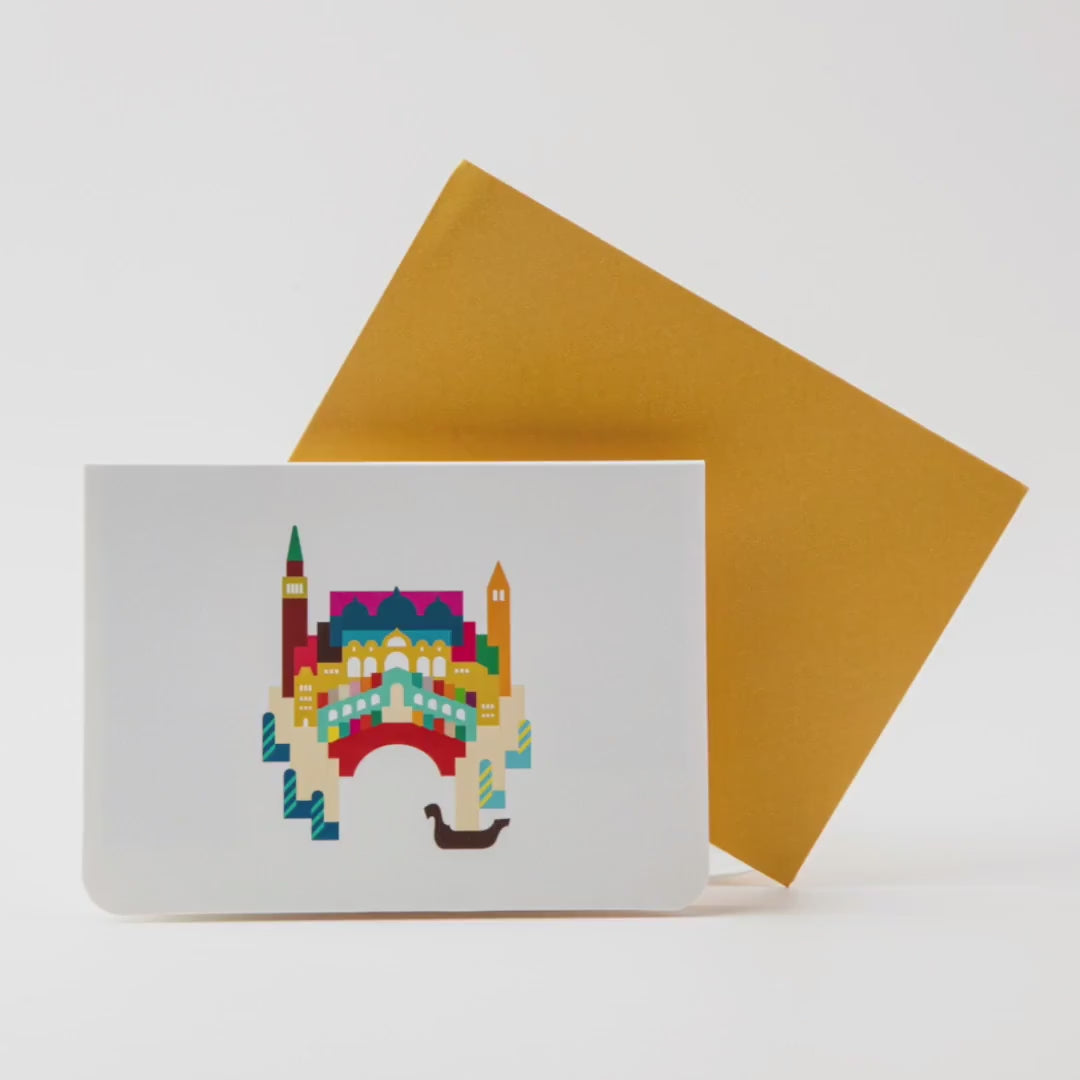 Bridges in Venice - Pop Up Greeting Card with Envelope - Cute 3D Greeting Card